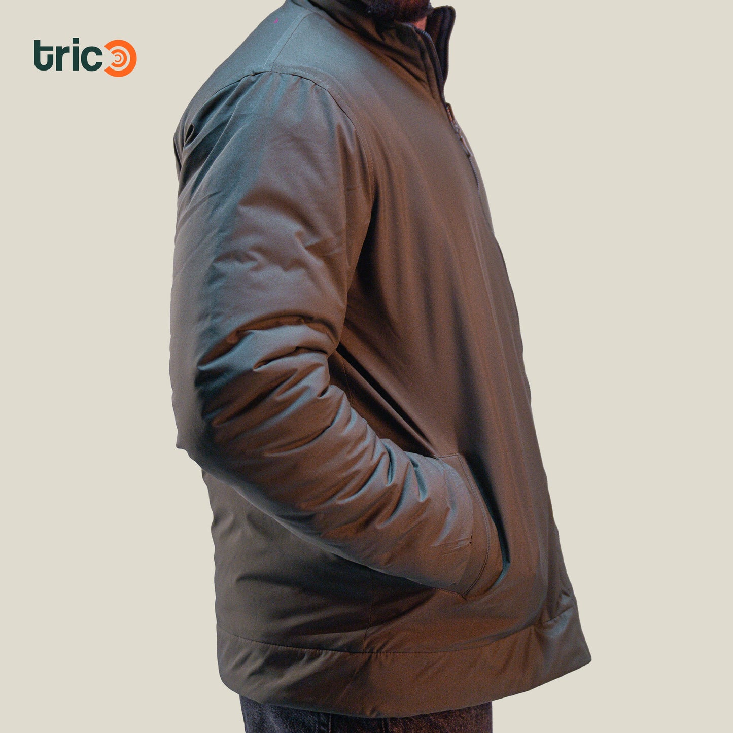 Double-Faced Waterproof Jacket - Black and Dark Green.
