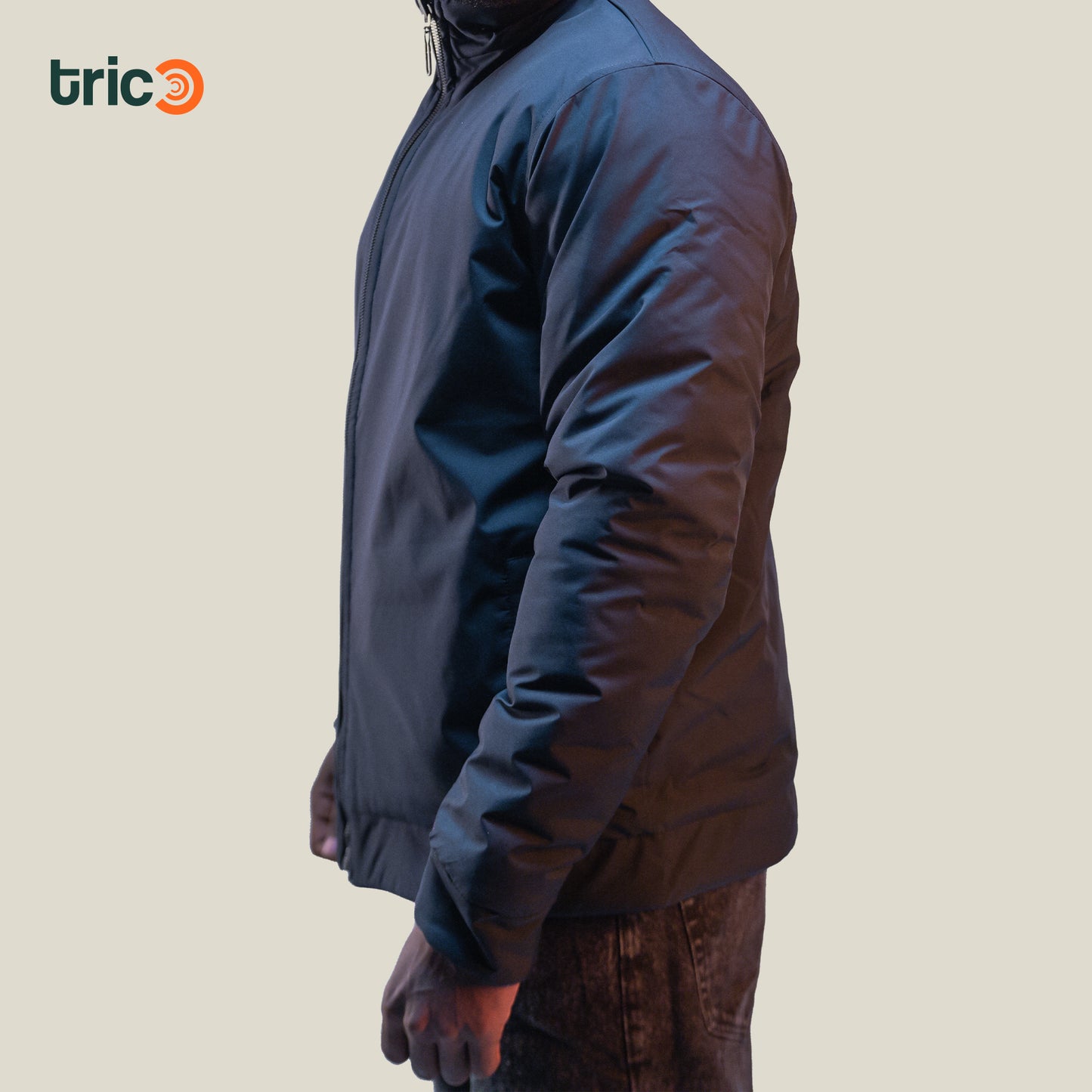 Double-Faced Waterproof Jacket - Navy and Beige