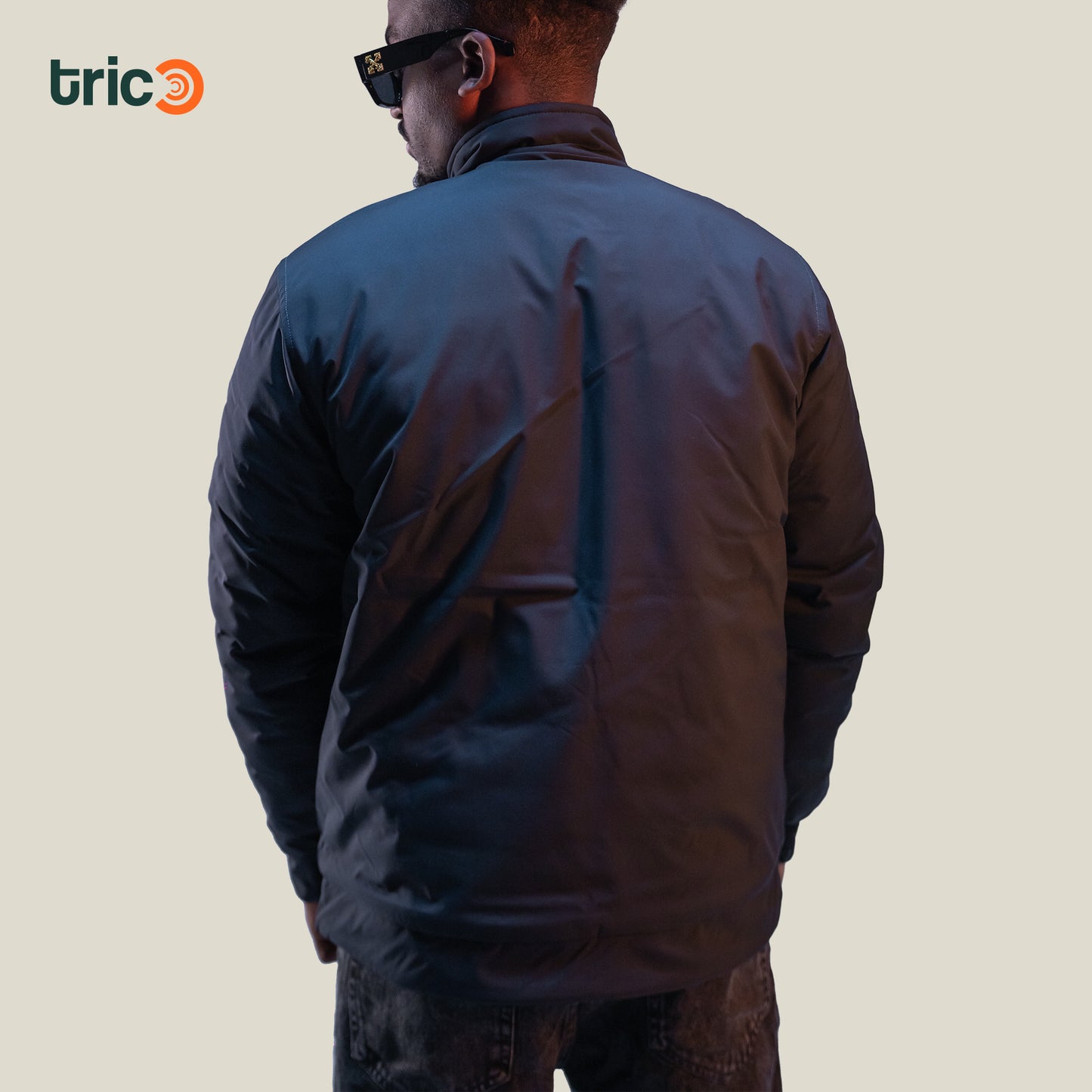 Double-Faced Waterproof Jacket - Navy and Beige