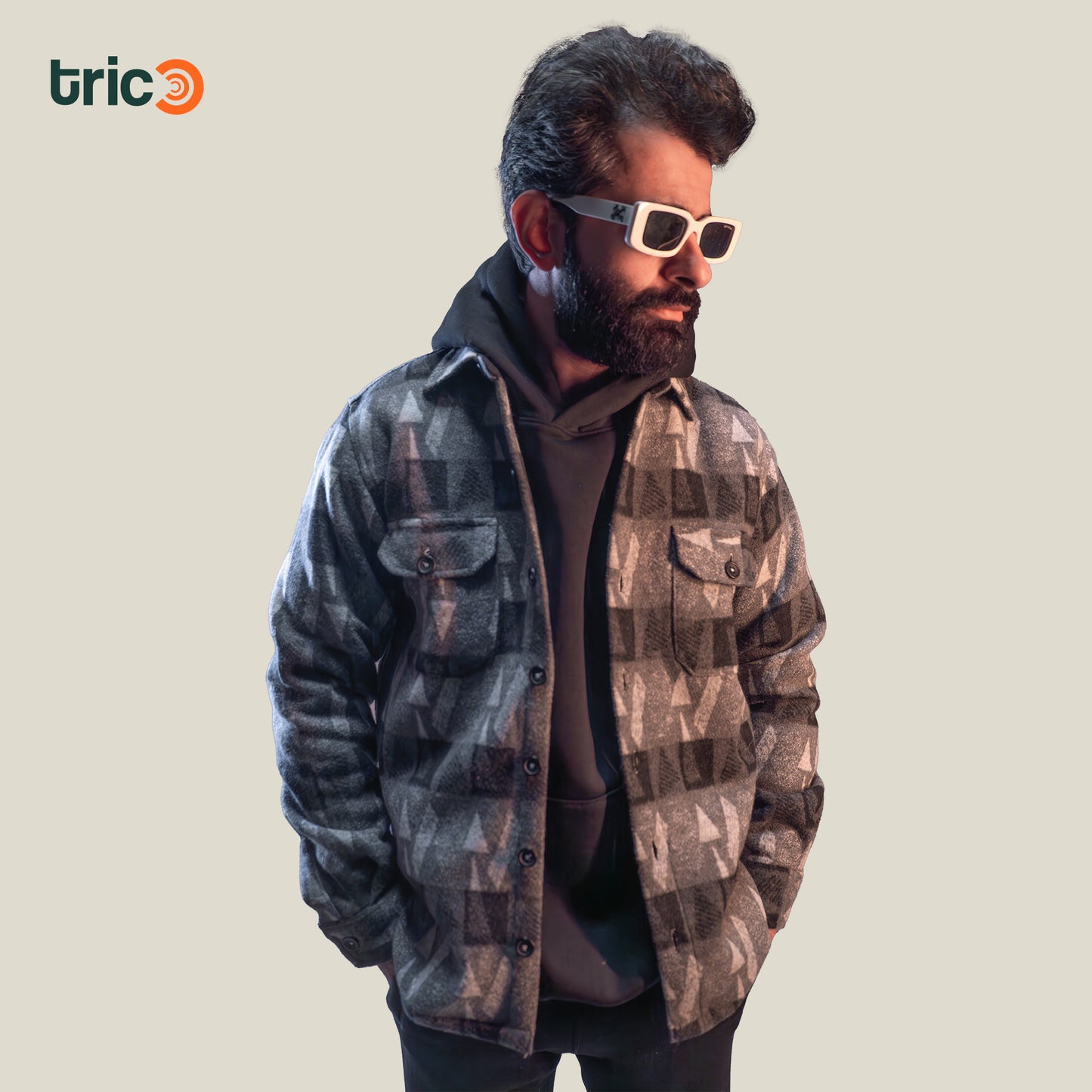Wool Jacket - Black and Beige