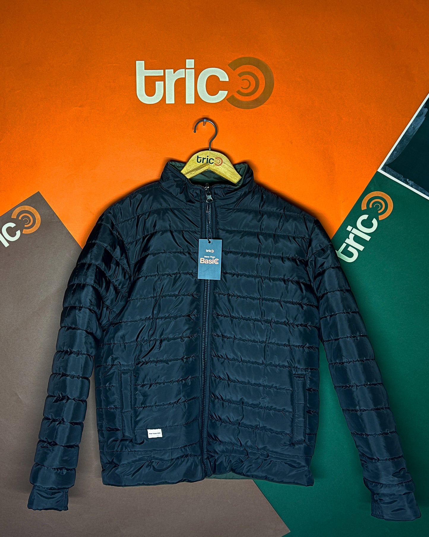Double-Faced Waterproof Jacket - Black and Dark Green.
