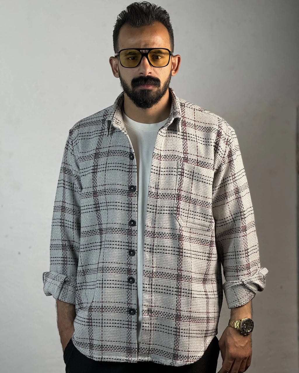 Relaxed Cotton Shirt - Black & Grey