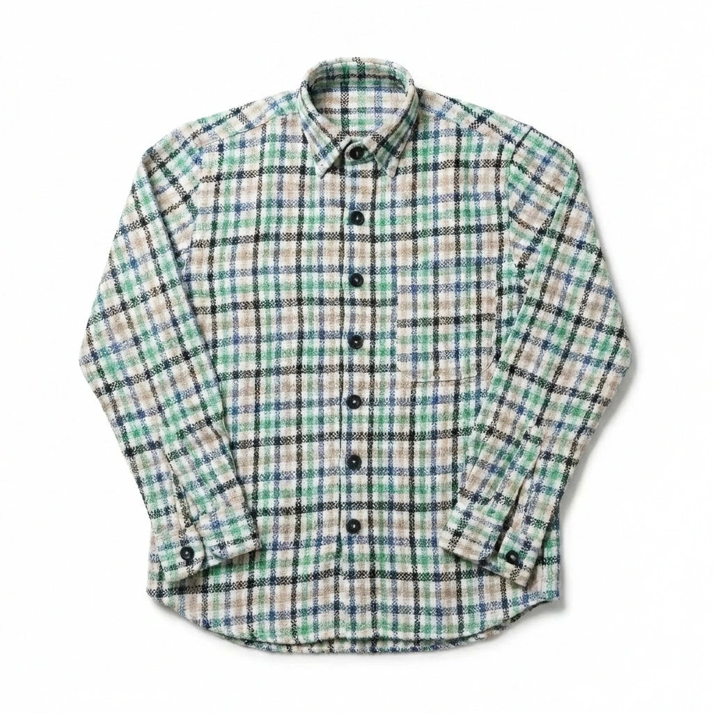 Relaxed Cotton Shirt - Green & Beige