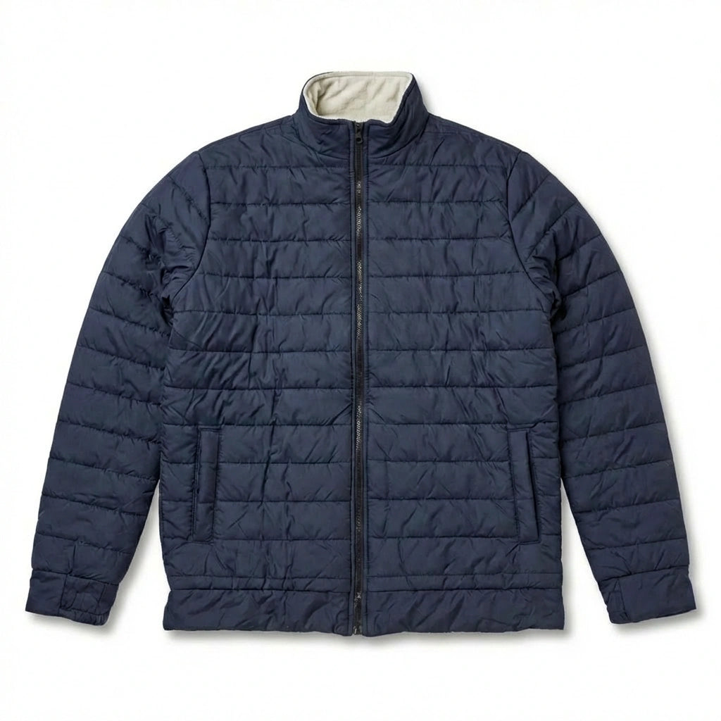 Double-Faced Waterproof Jacket - Navy & Beige.