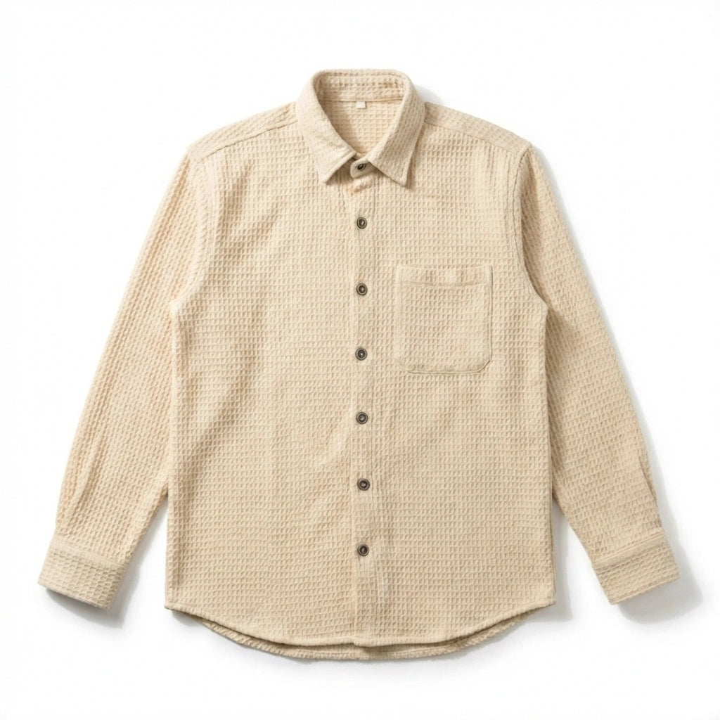Relaxed Cotton Shirt - Beige.