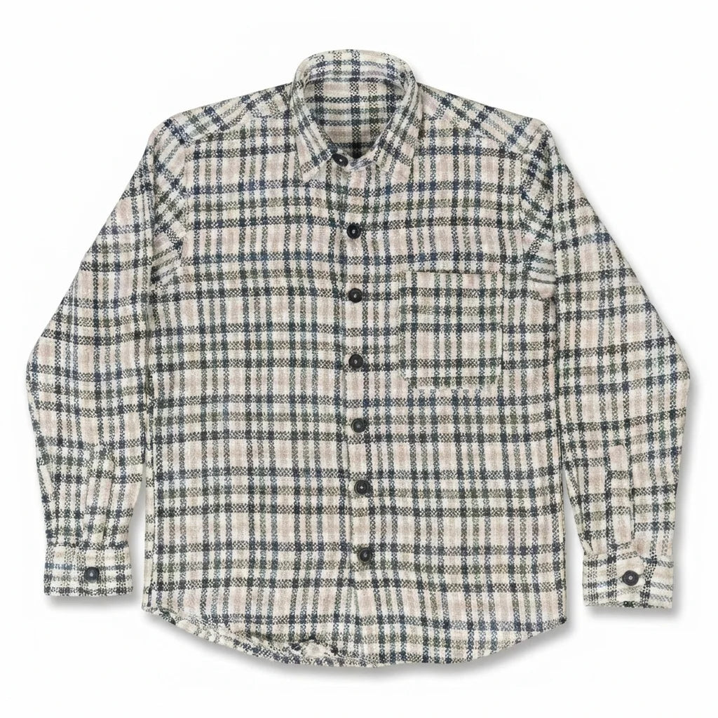 Relaxed Cotton Shirt - Black & Beige