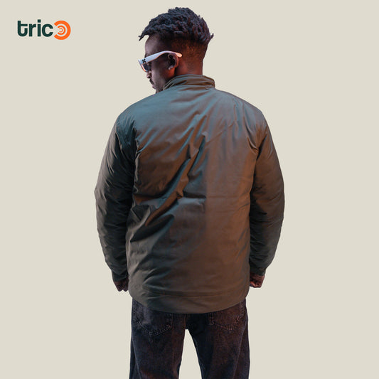 Double-Faced Waterproof Jacket - Black and Dark Green.