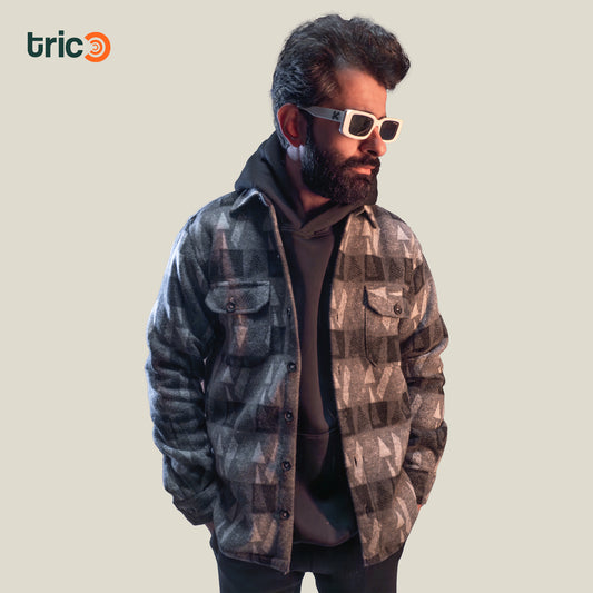 Wool Jacket - Black and Beige