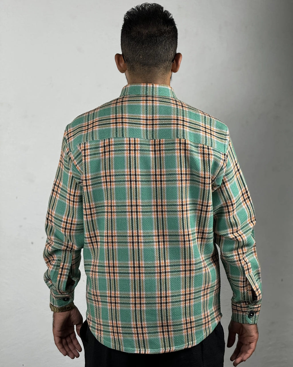 Relaxed Cotton Shirt - Orange & Green