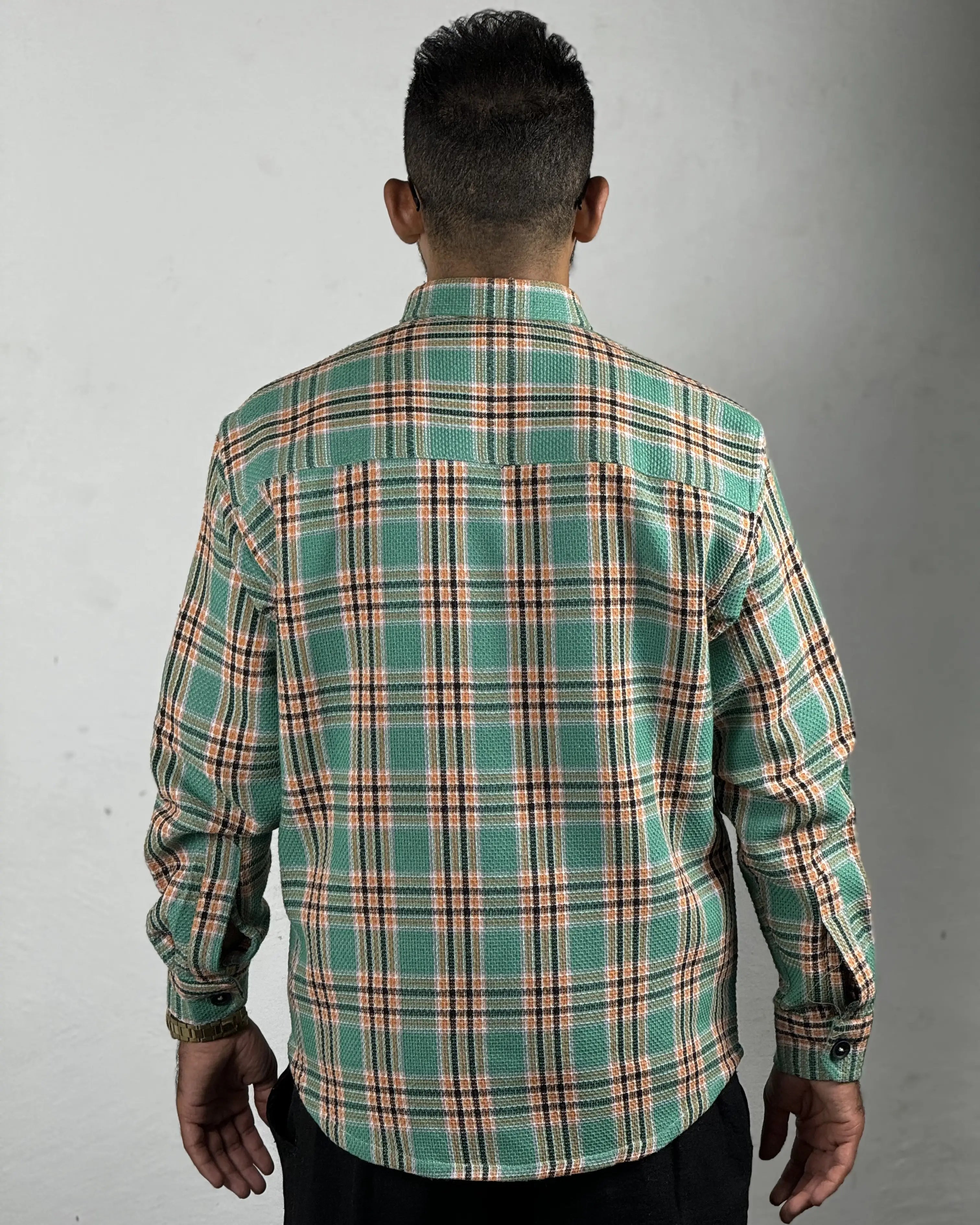 Relaxed Cotton Shirt - Orange & Green