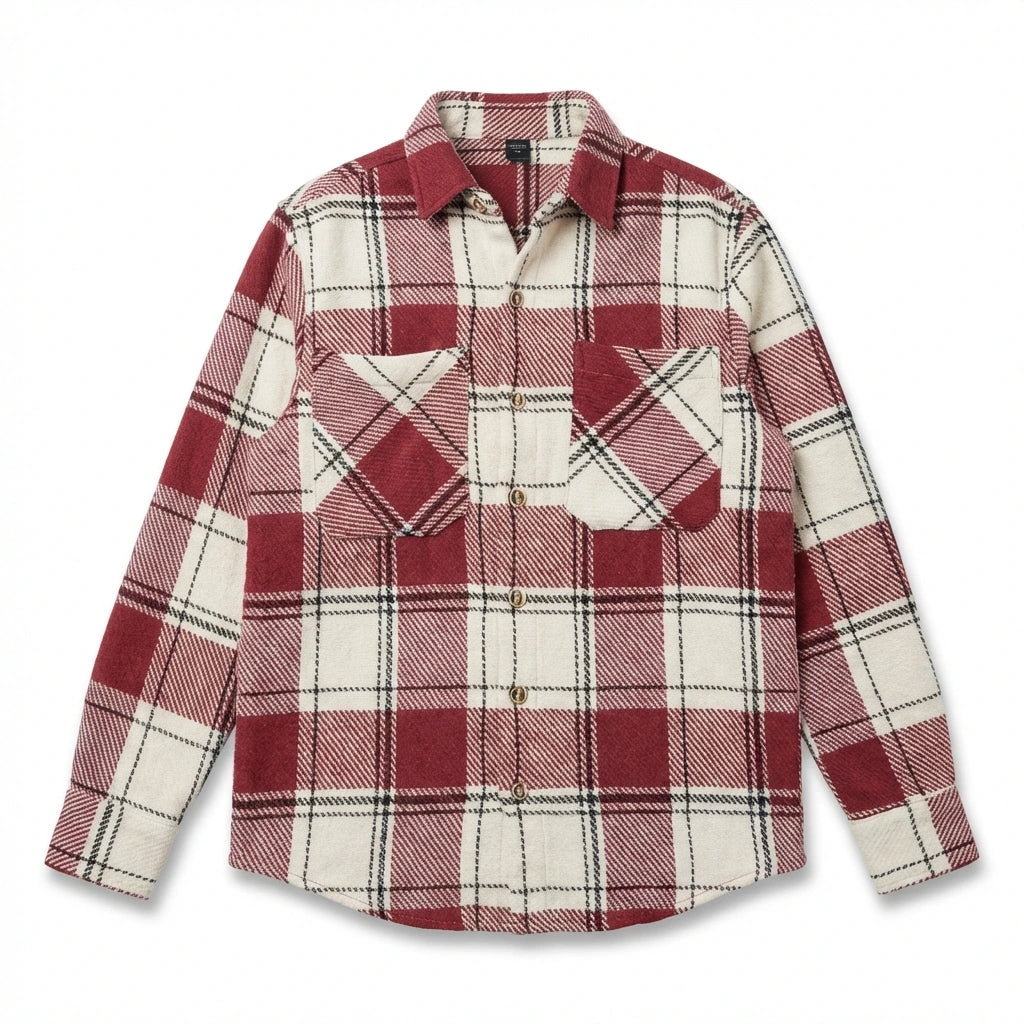 Relaxed Cotton Shirt - White & Red.
