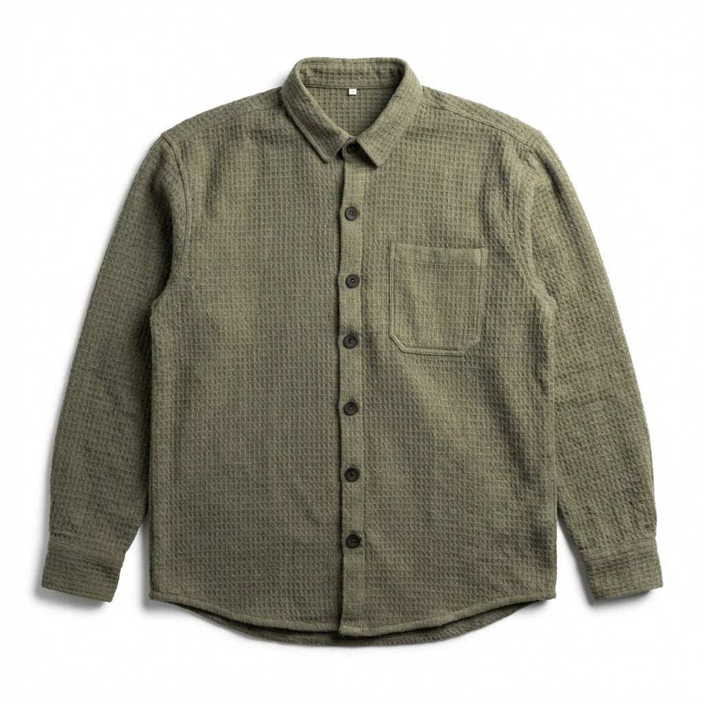 Relaxed Cotton Shirt - Olive Green.