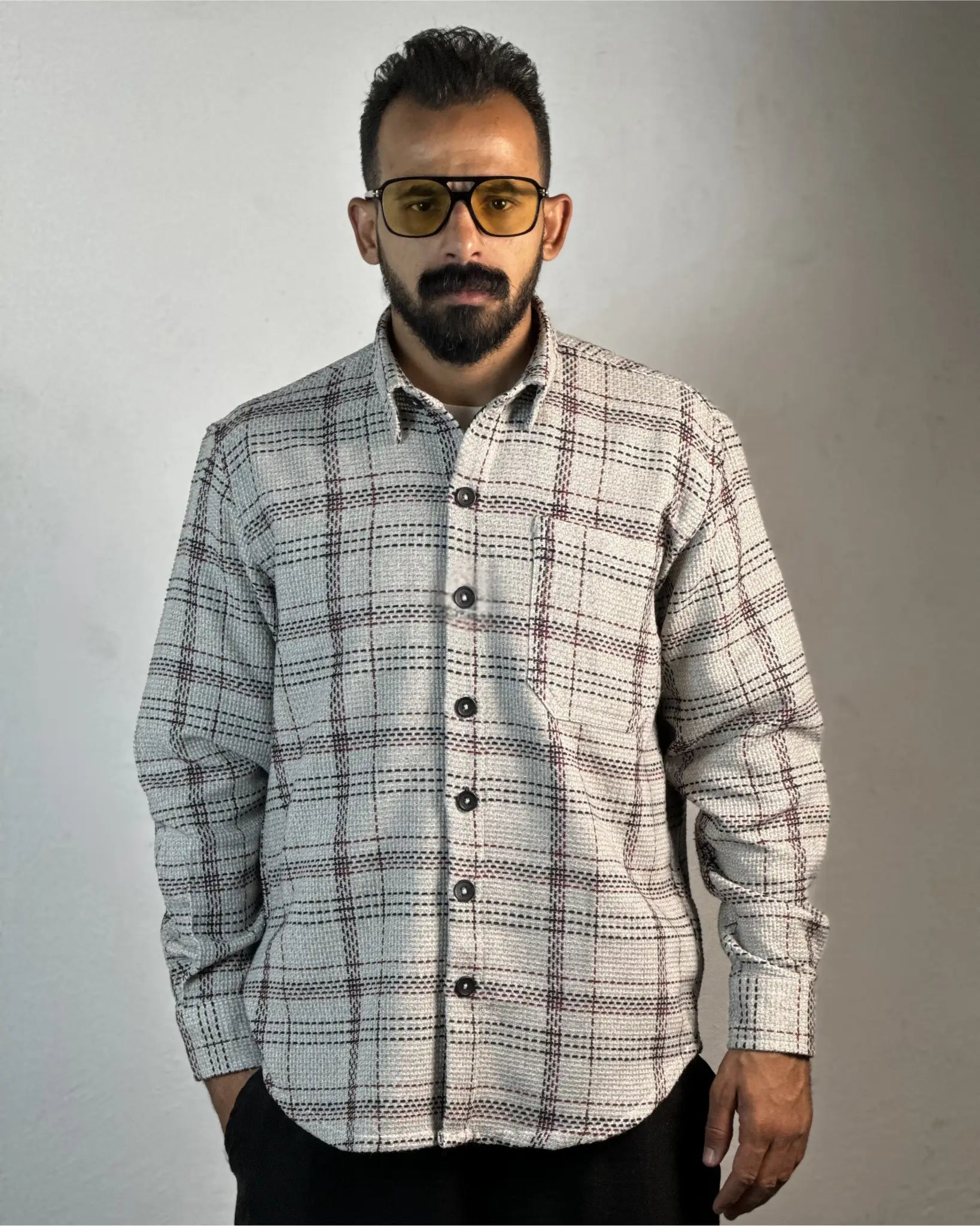 Relaxed Cotton Shirt - Black & Grey