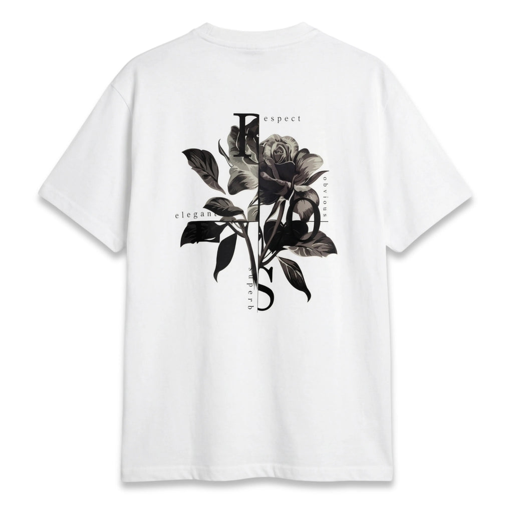 Rose - Oversize Printed Tee - White