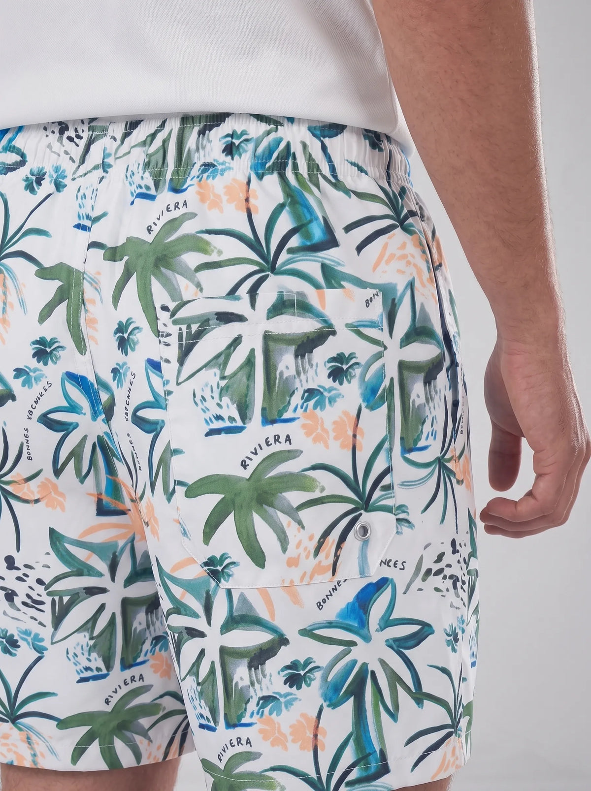 Swimshort – White Tropical Floral