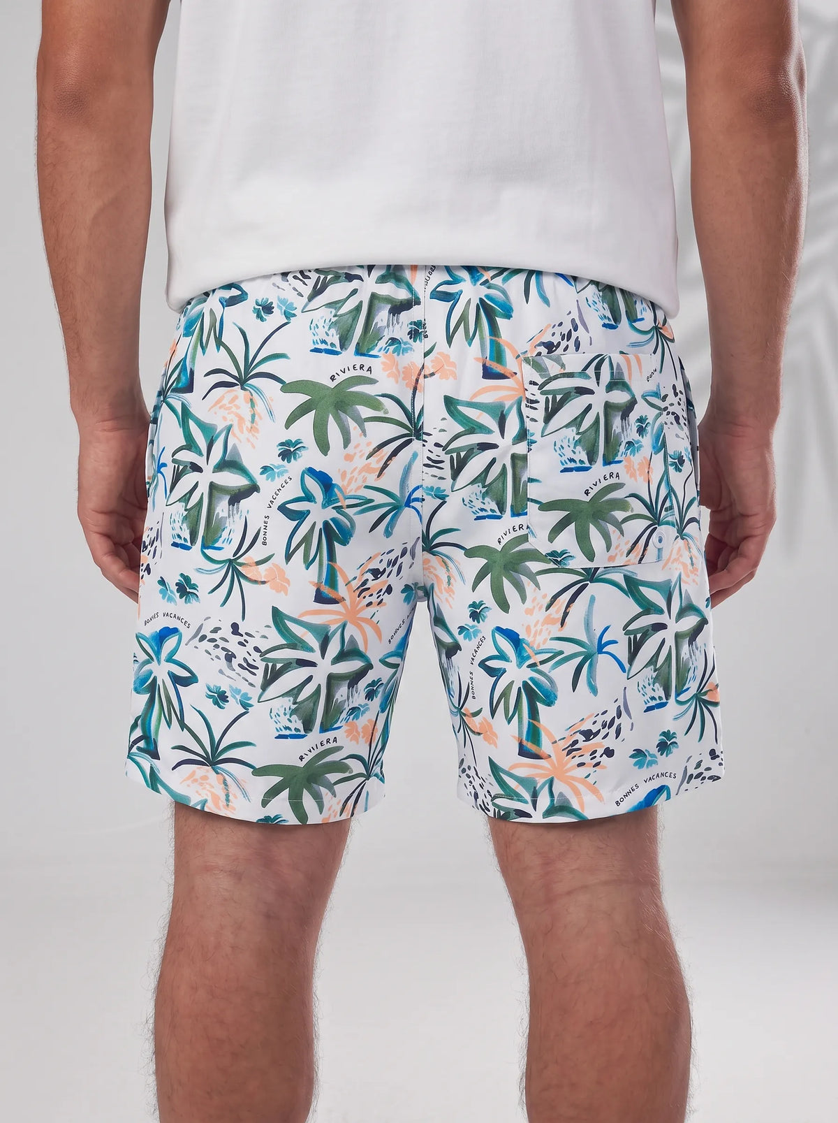 Swimshort – White Tropical Floral