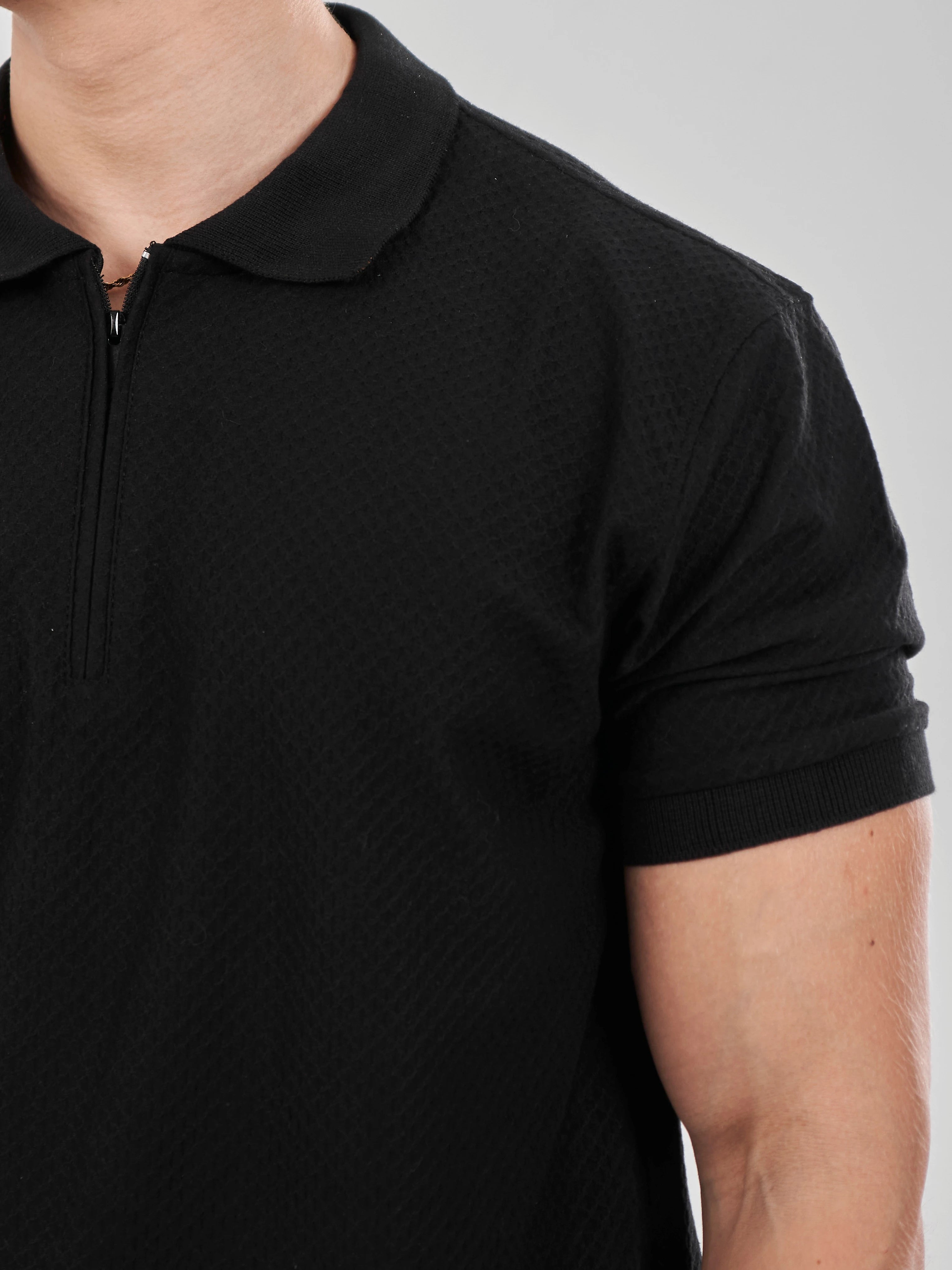 TriC Zip Polo - Black