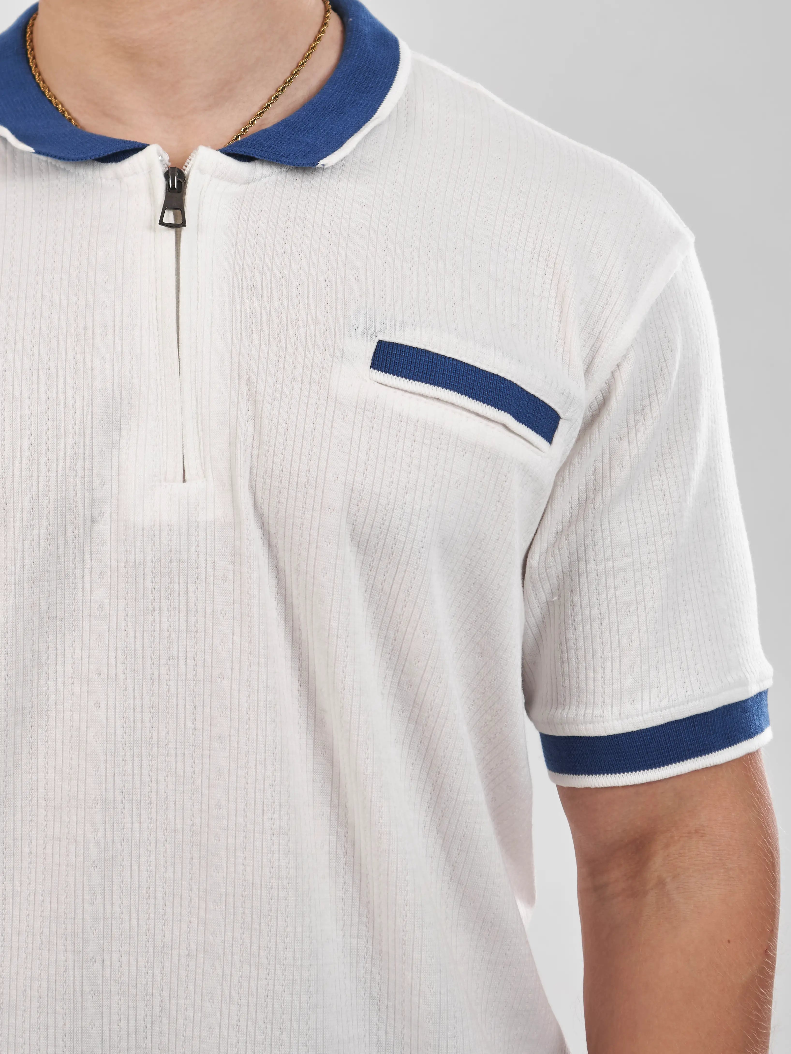 TriC Zip Polo - White