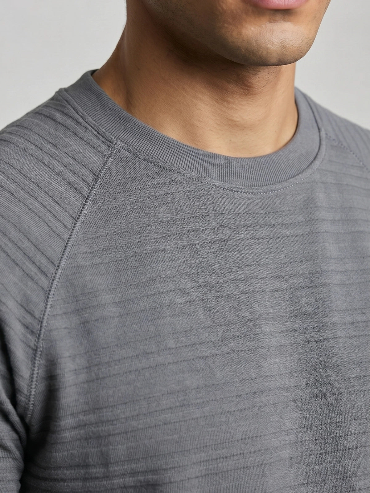 TriC Stripe Texture Tee - Grey