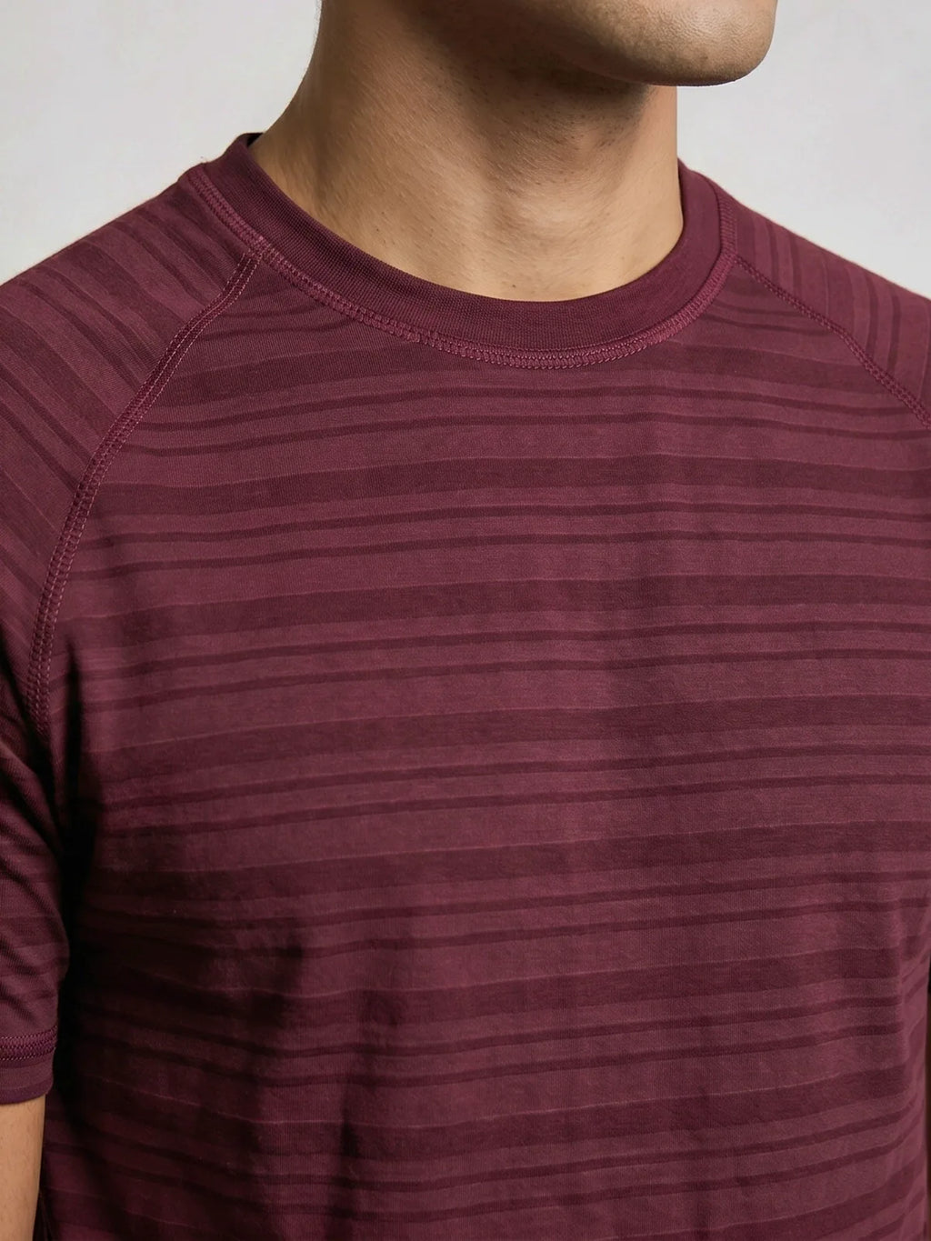 TriC Stripe Texture Tee - Burgundy