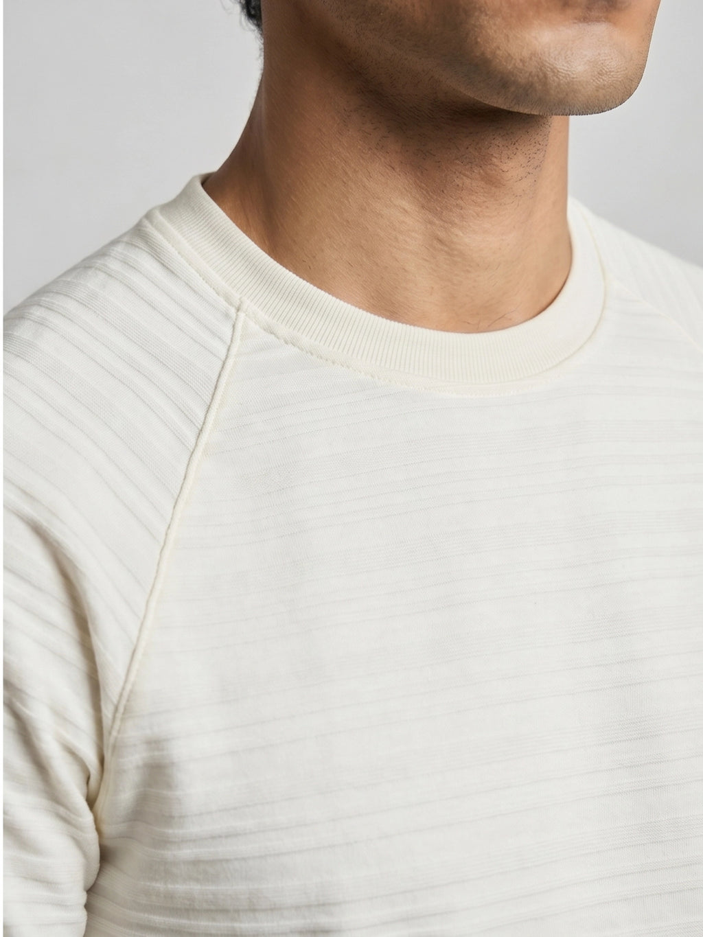 TriC Stripe Texture Tee - Off White