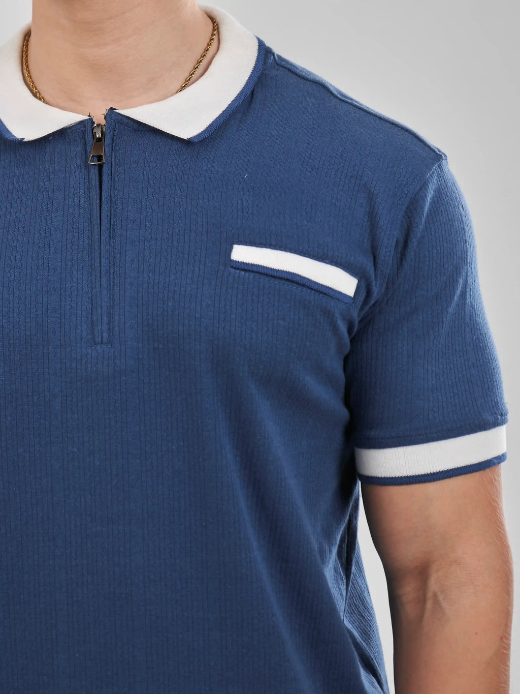 TriC Zip Polo - Blue/Navy