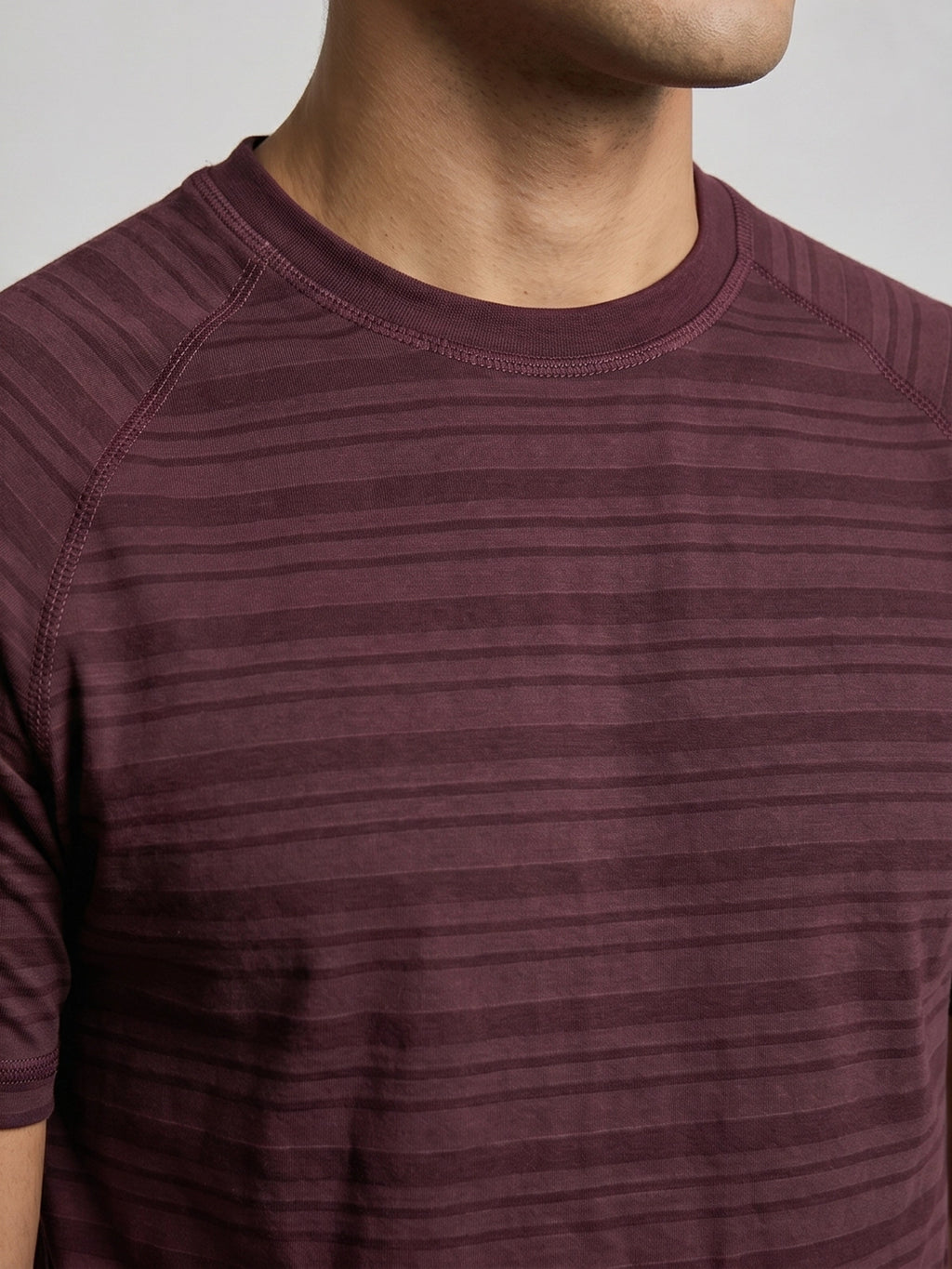 TriC Stripe Texture Tee - Burgundy
