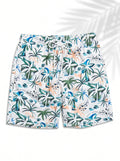 Swimshort – White Tropical Floral