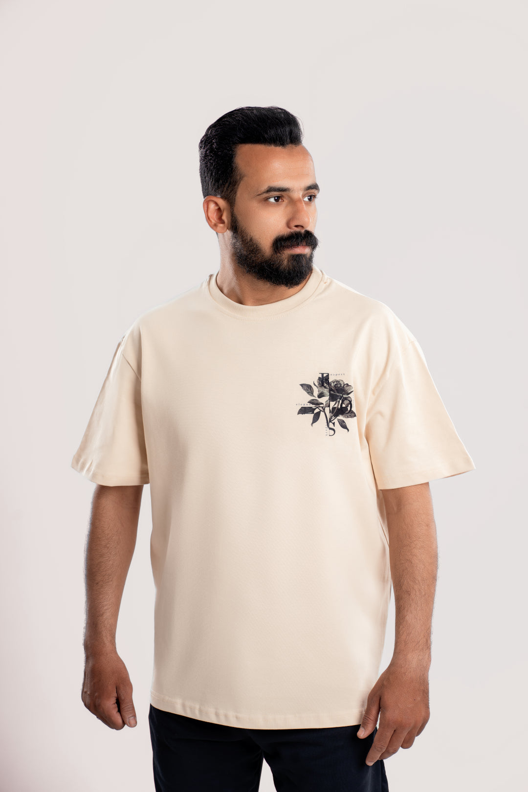 Rose - Oversize Printed Tee - Beige
