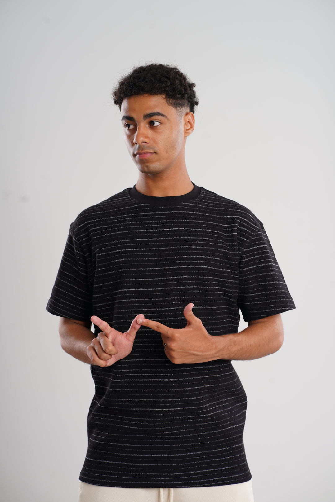 Black Striped T-Shirt - Relaxed Fit.