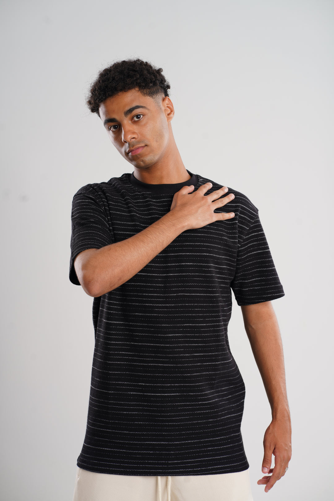 Black Striped T-Shirt - Relaxed Fit.