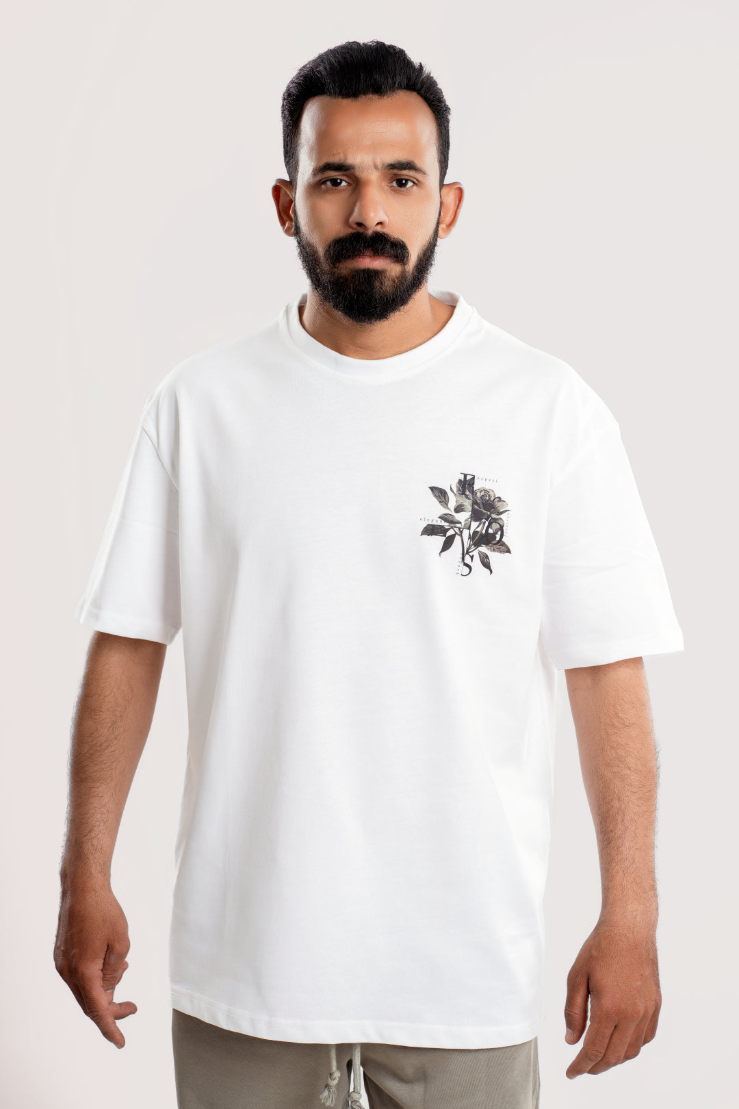 Rose - Oversize Printed Tee - White