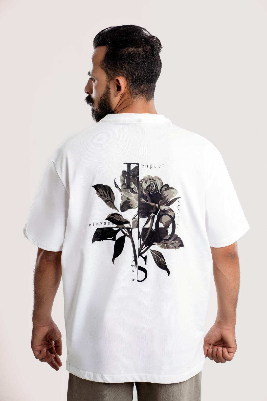 Rose - Oversize Printed Tee - White