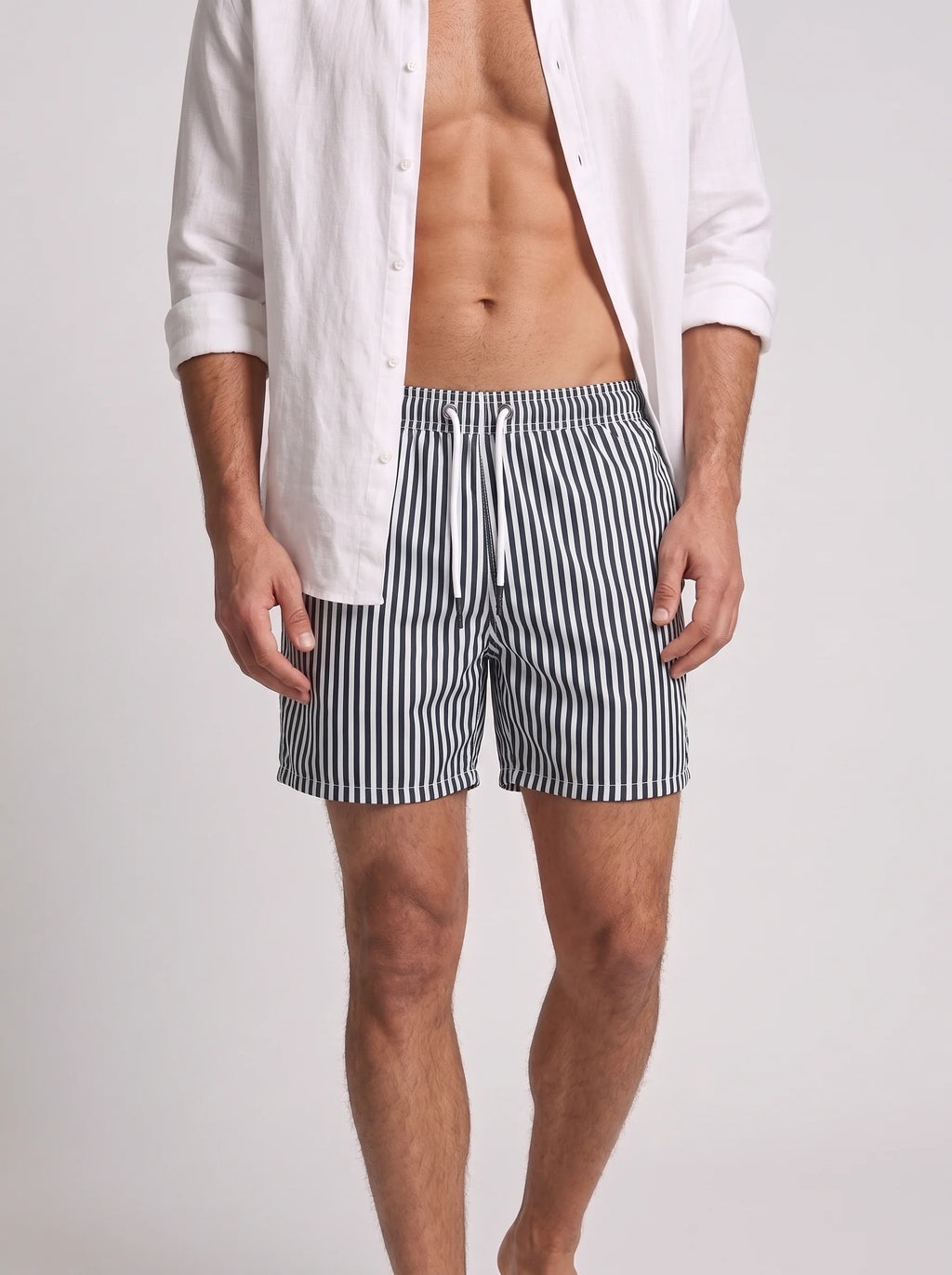 Swimshort – Black & White Reviera Stripes