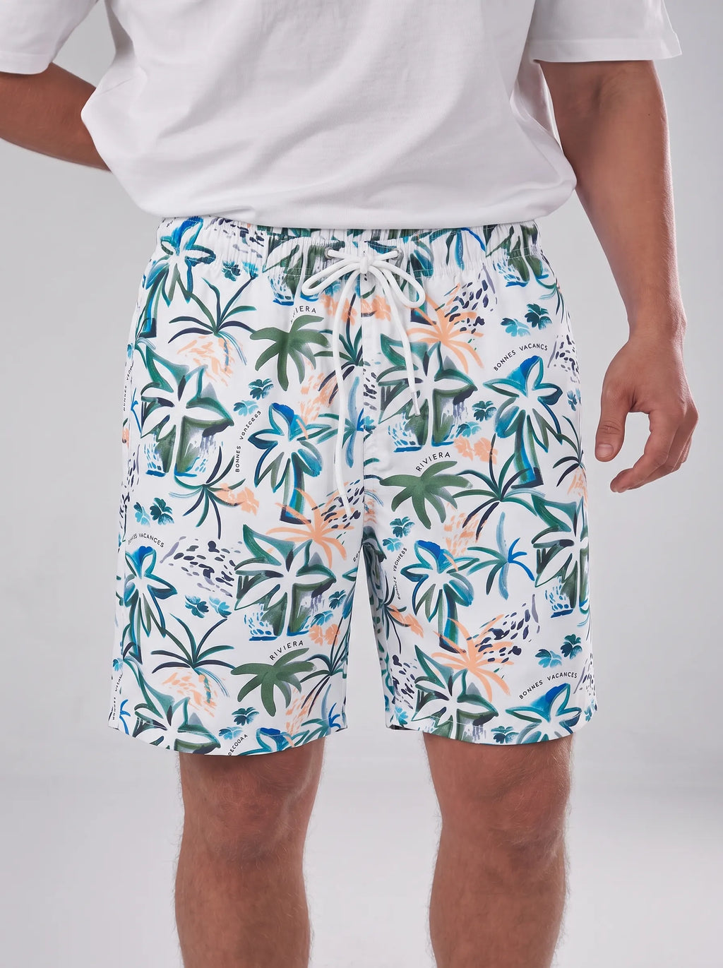 Swimshort – White Tropical Floral