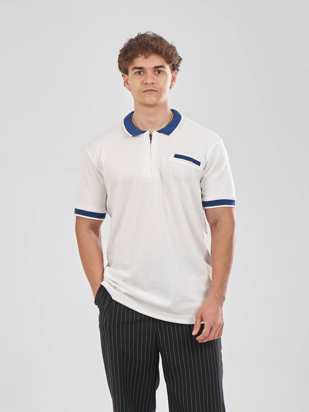 TriC Zip Polo - White