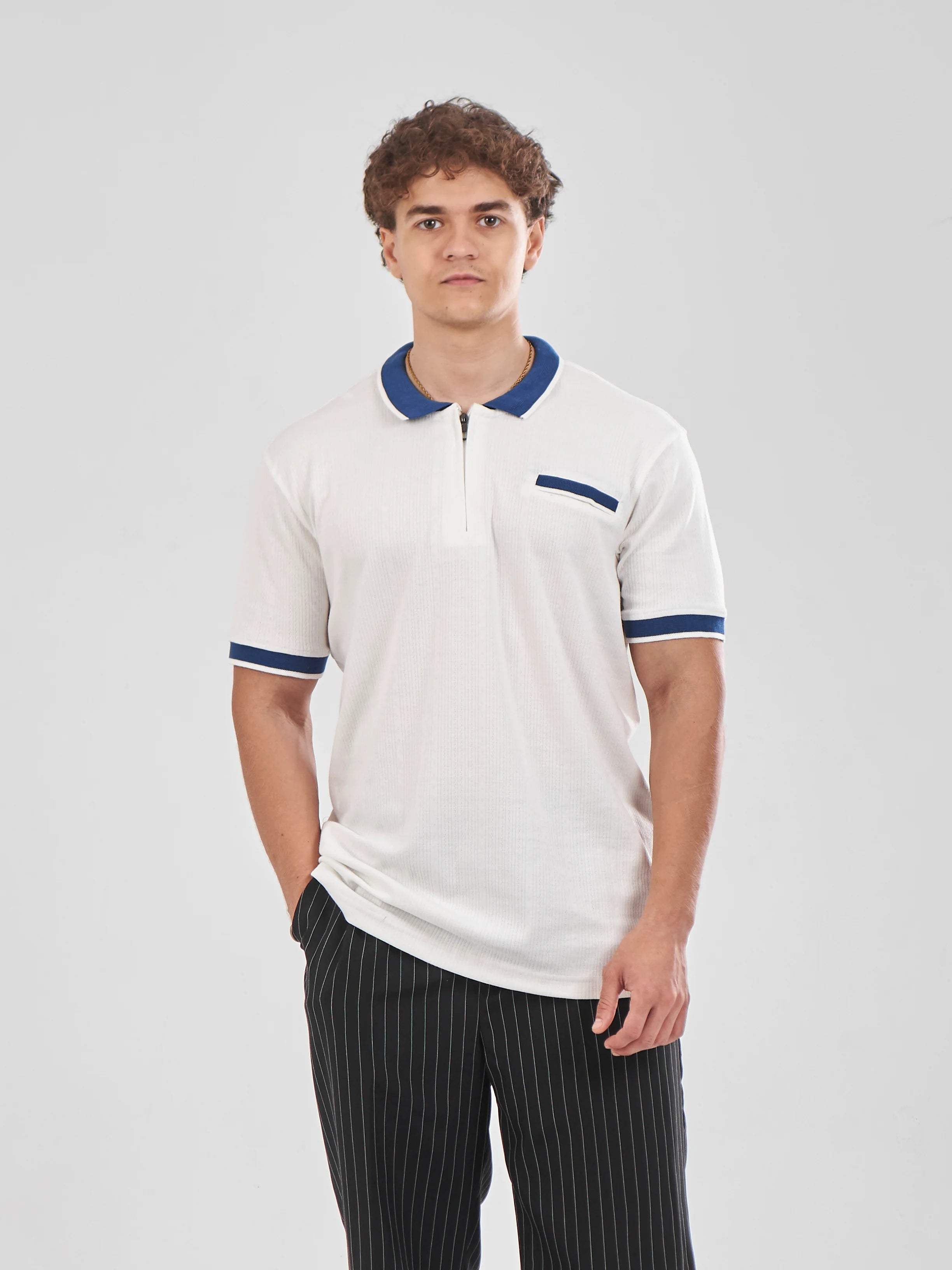TriC Zip Polo - White