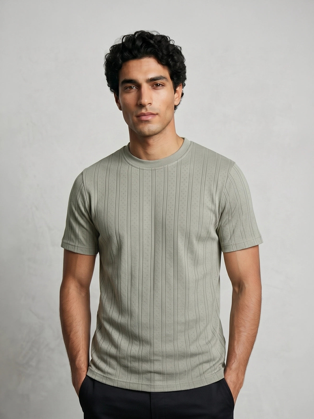 TriC Line Tee - Light Olive
