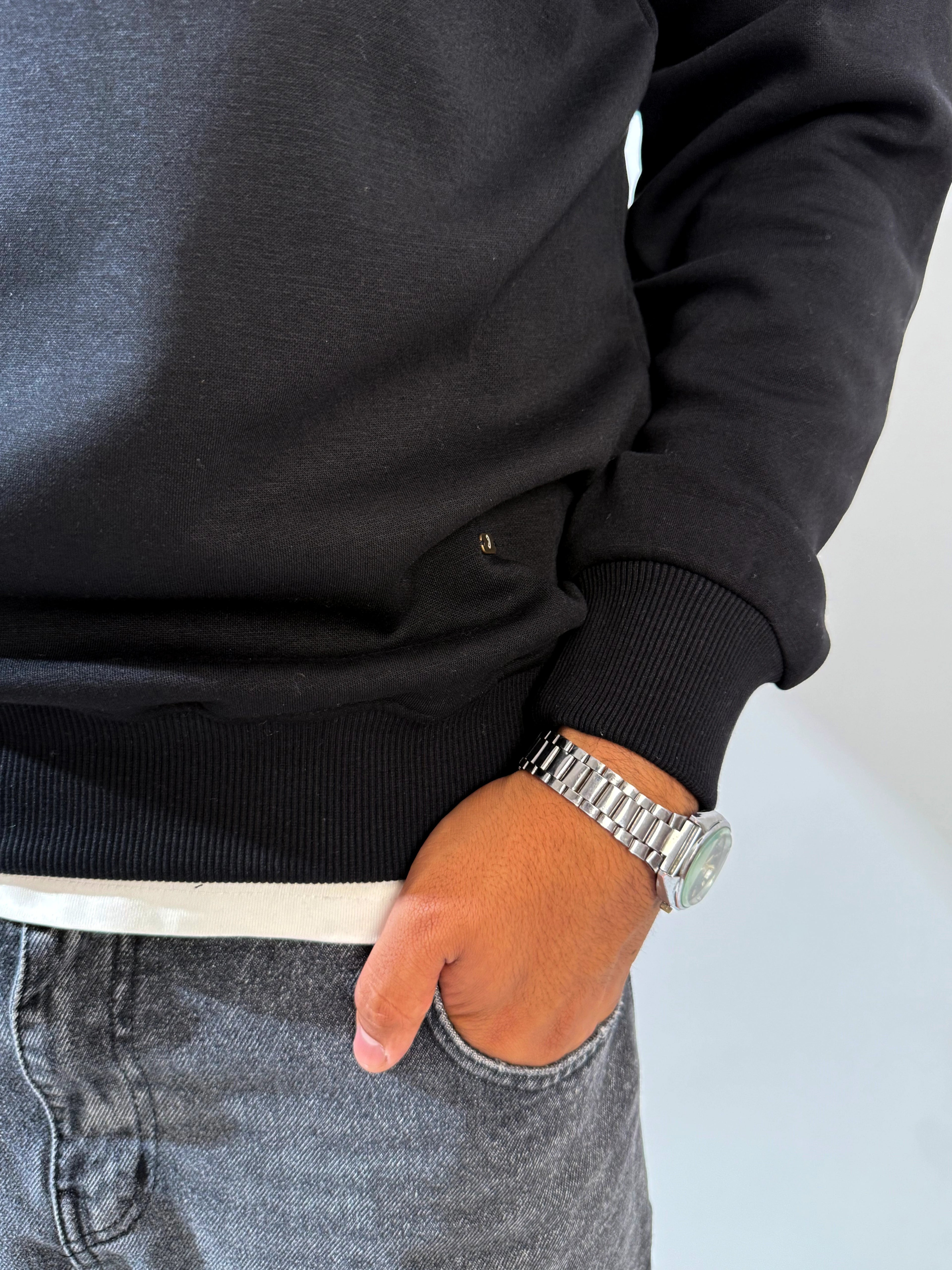 Sweater Half Zipper - Black