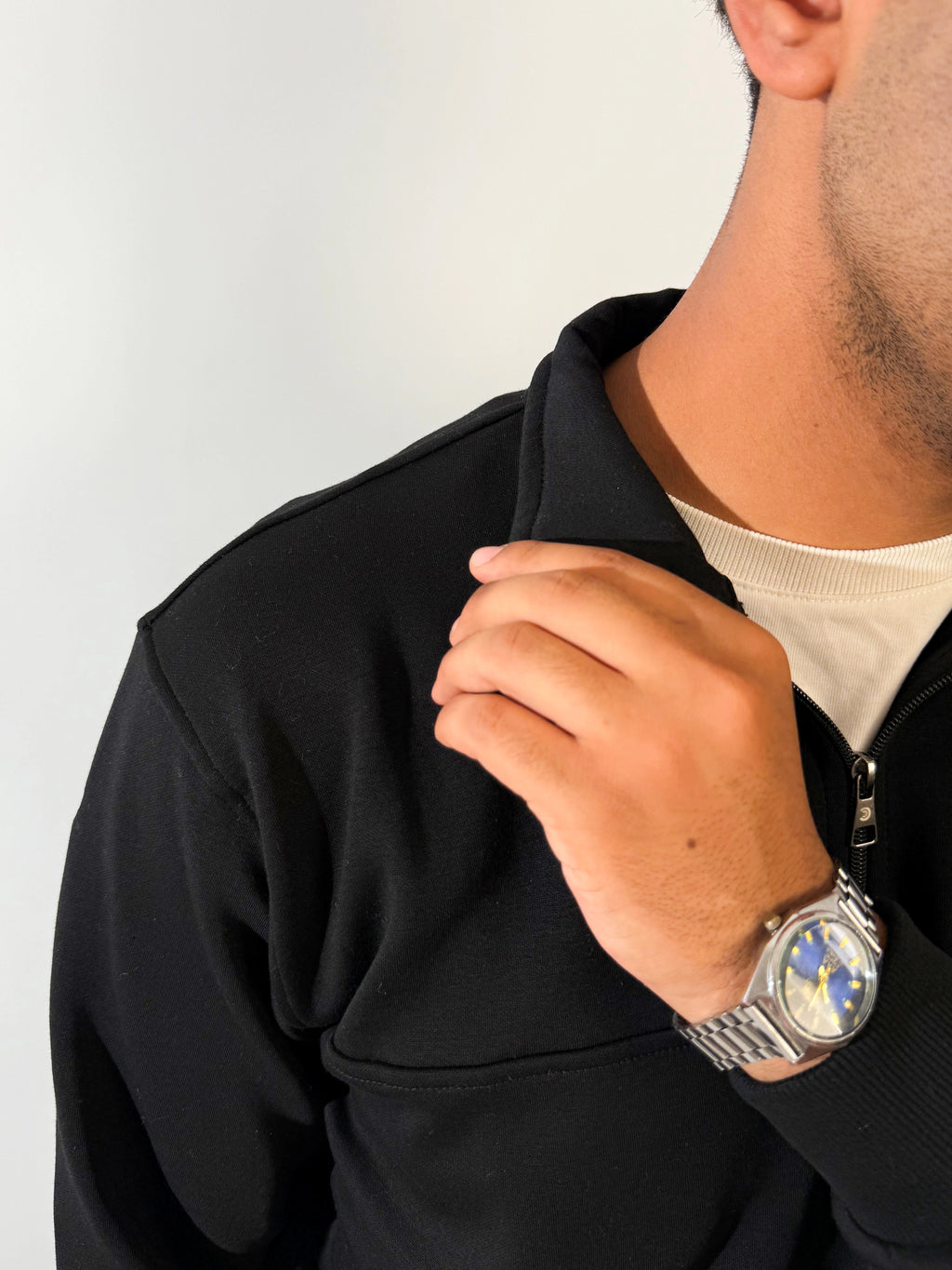 Sweater Half Zipper - Black