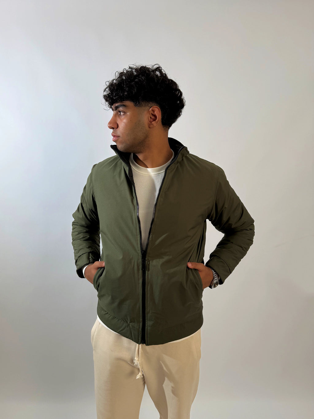 Double-Faced Waterproof Jacket - Black & Dark Green.