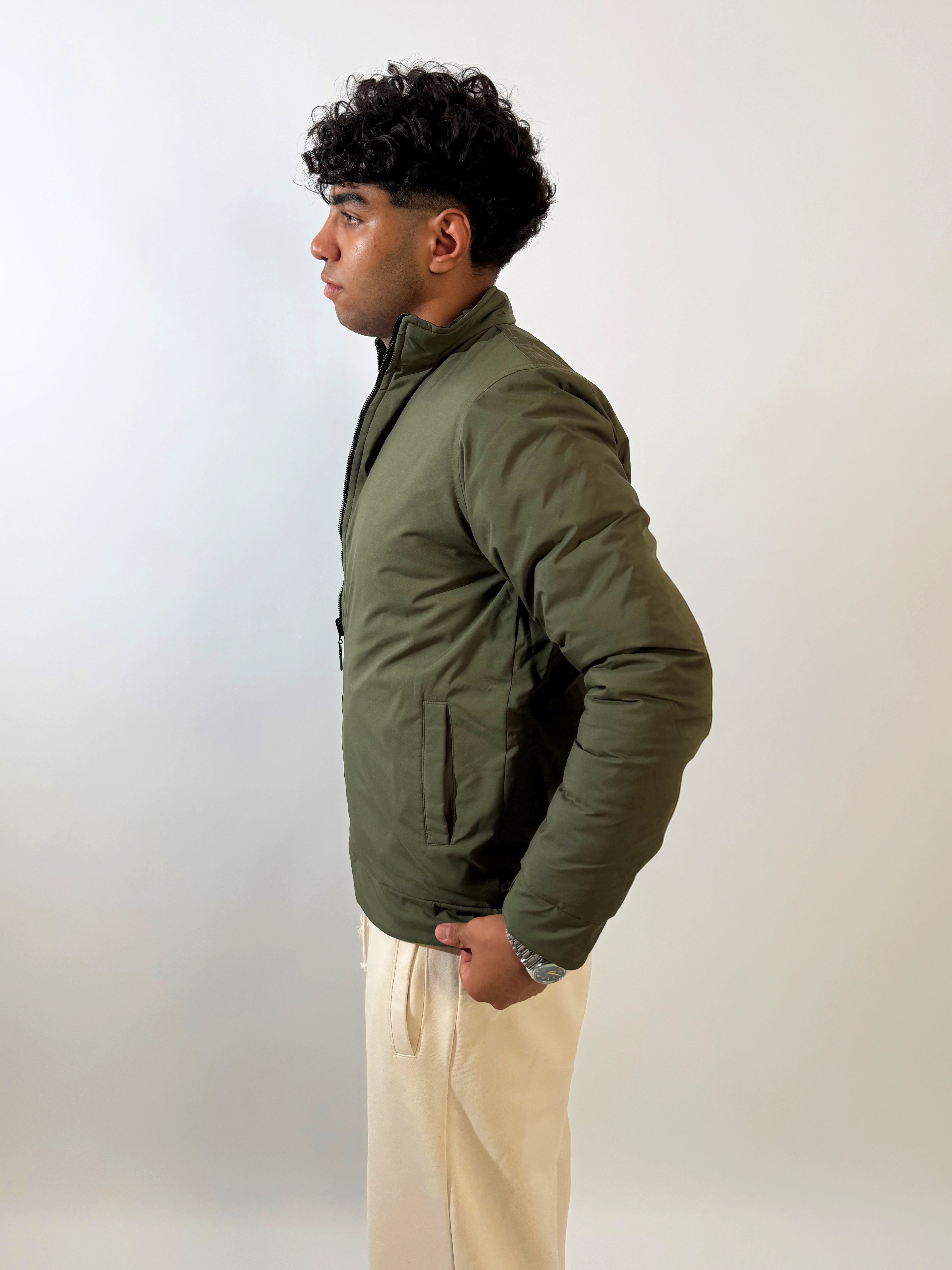 Double-Faced Waterproof Jacket - Black & Dark Green.