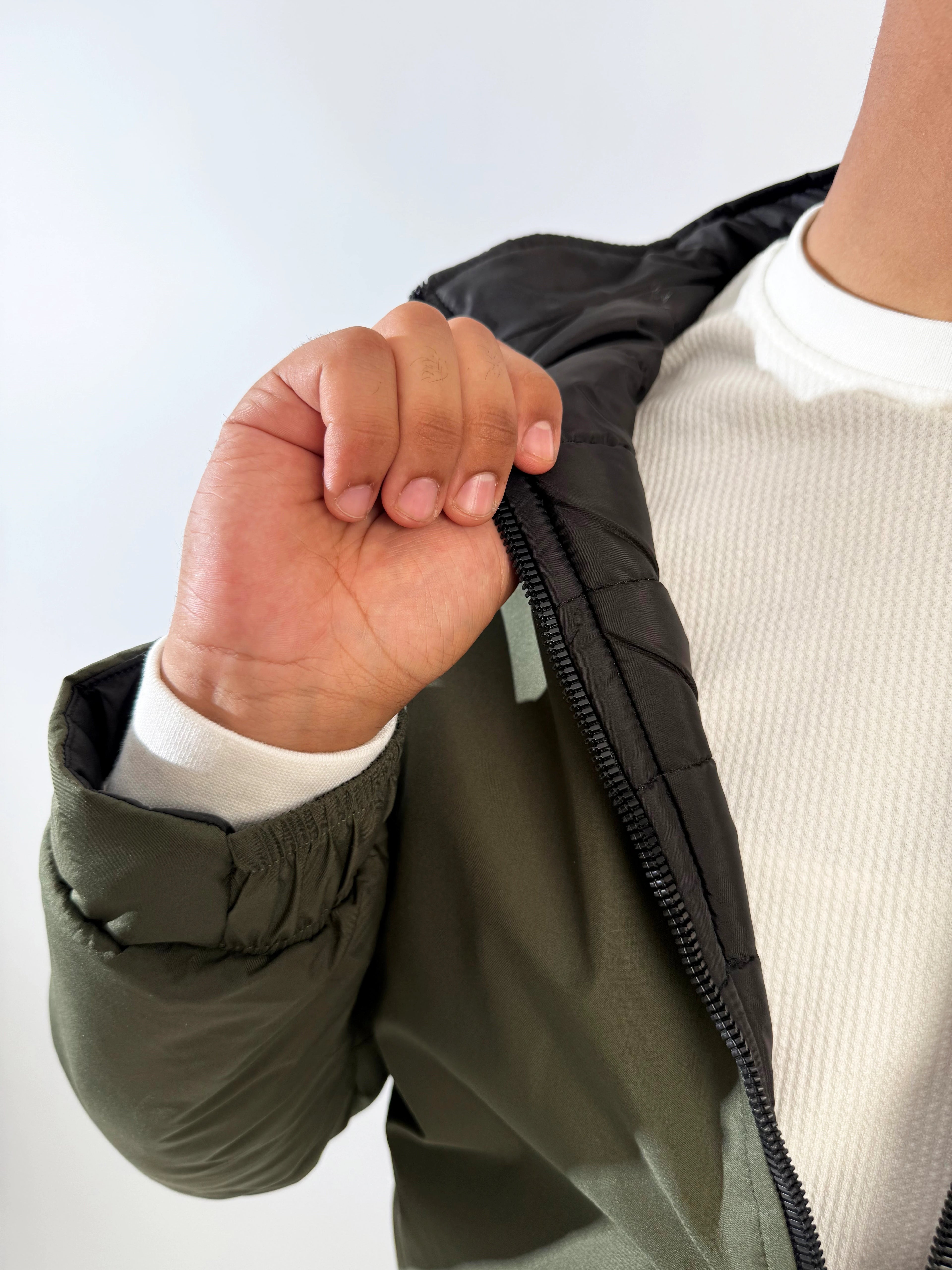 Double-Faced Waterproof Jacket - Black & Dark Green.