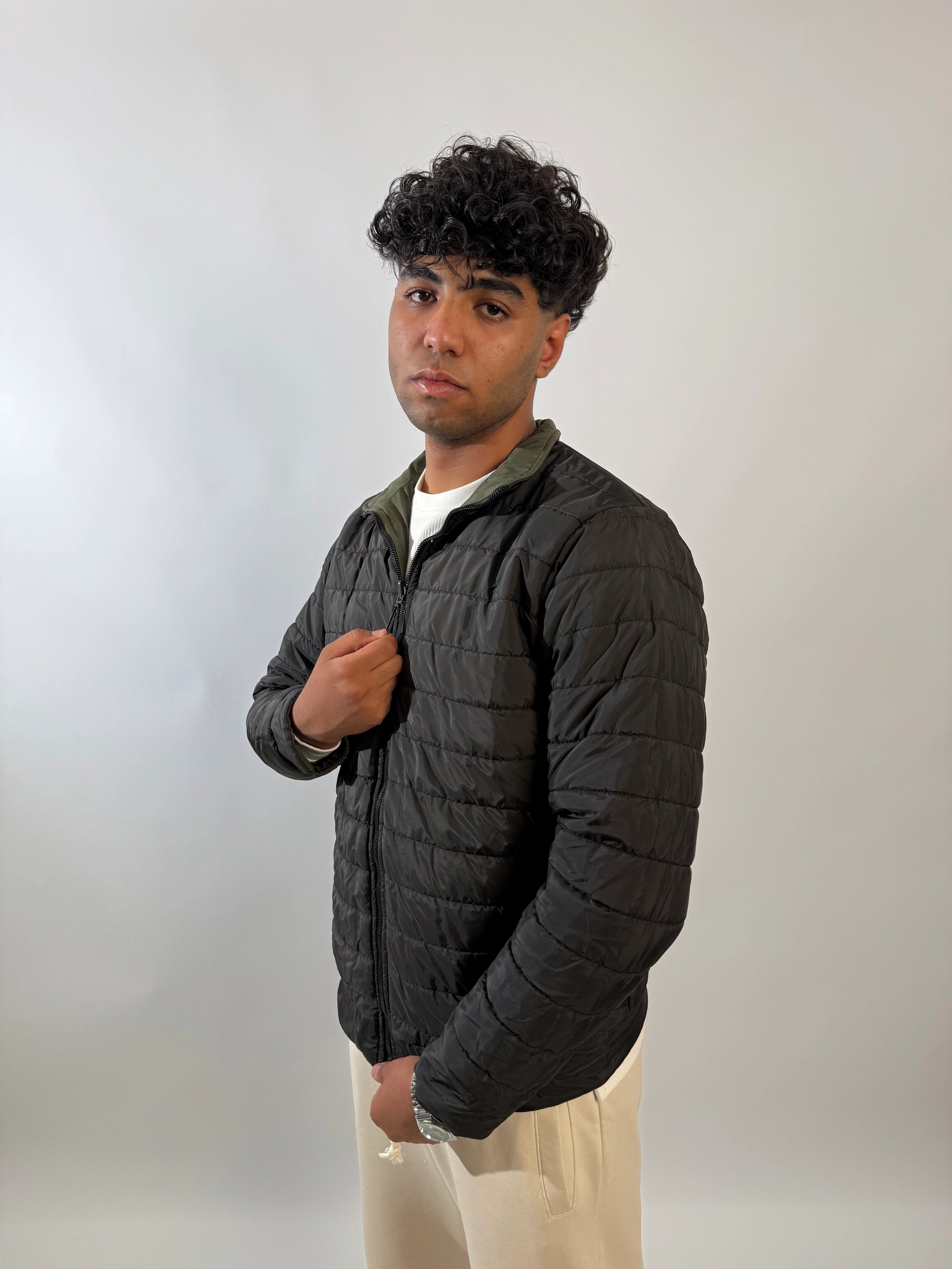 Double-Faced Waterproof Jacket - Black & Dark Green.