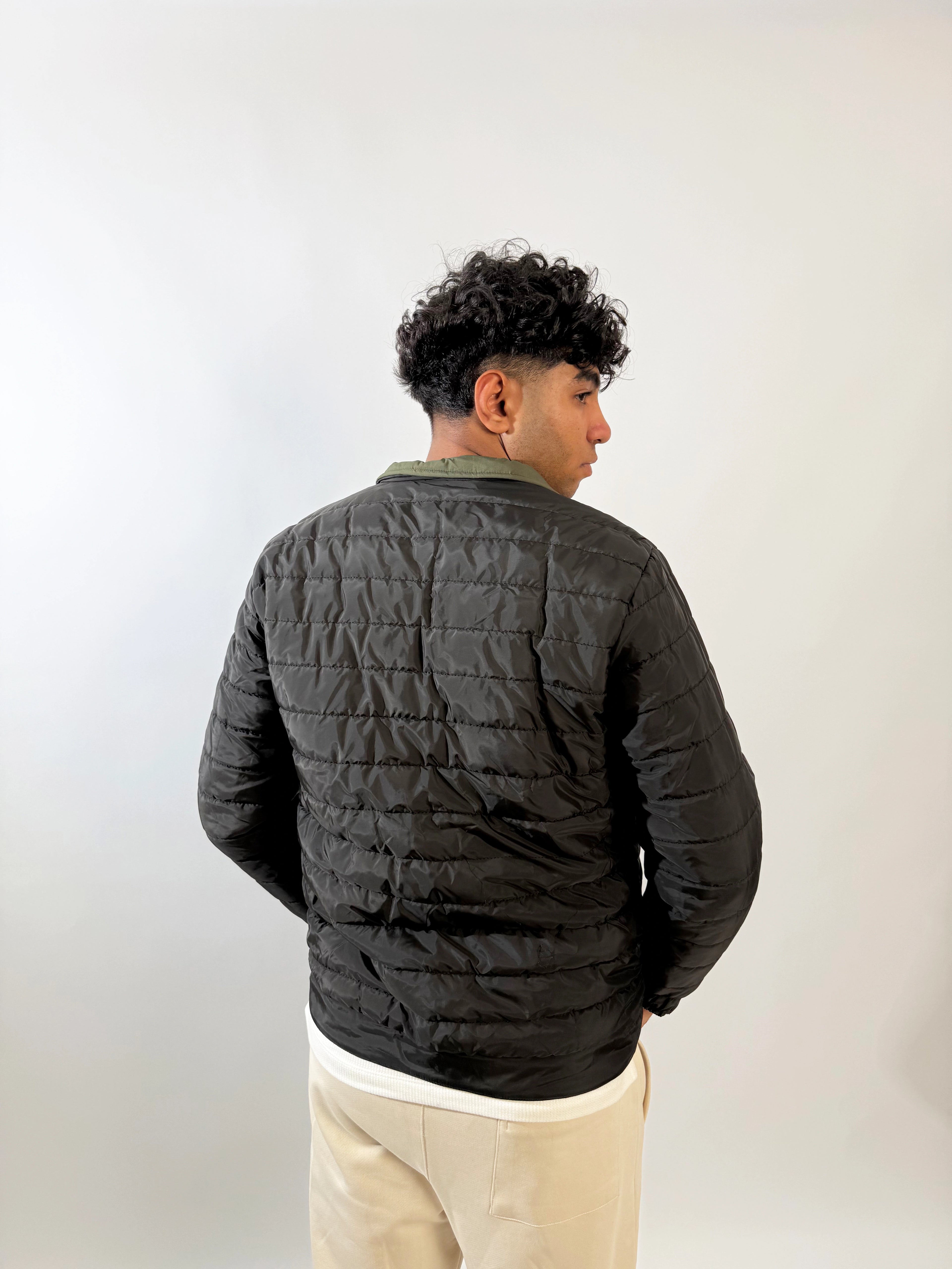 Double-Faced Waterproof Jacket - Black & Dark Green.