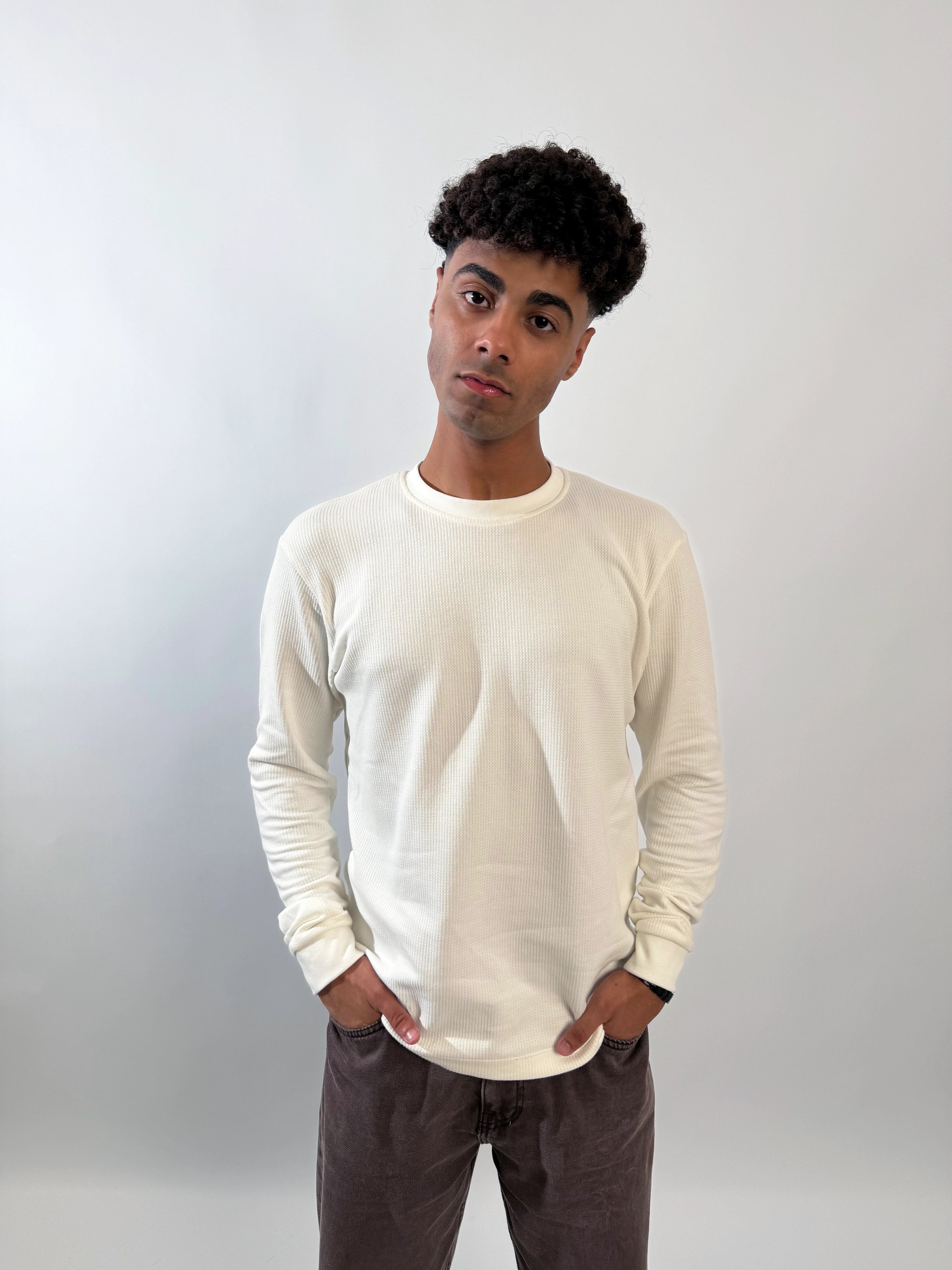 Ribbed Long Sleeves Undershirt - Off White