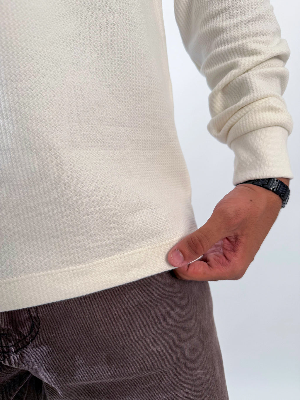 Ribbed Long Sleeves Undershirt - Off White