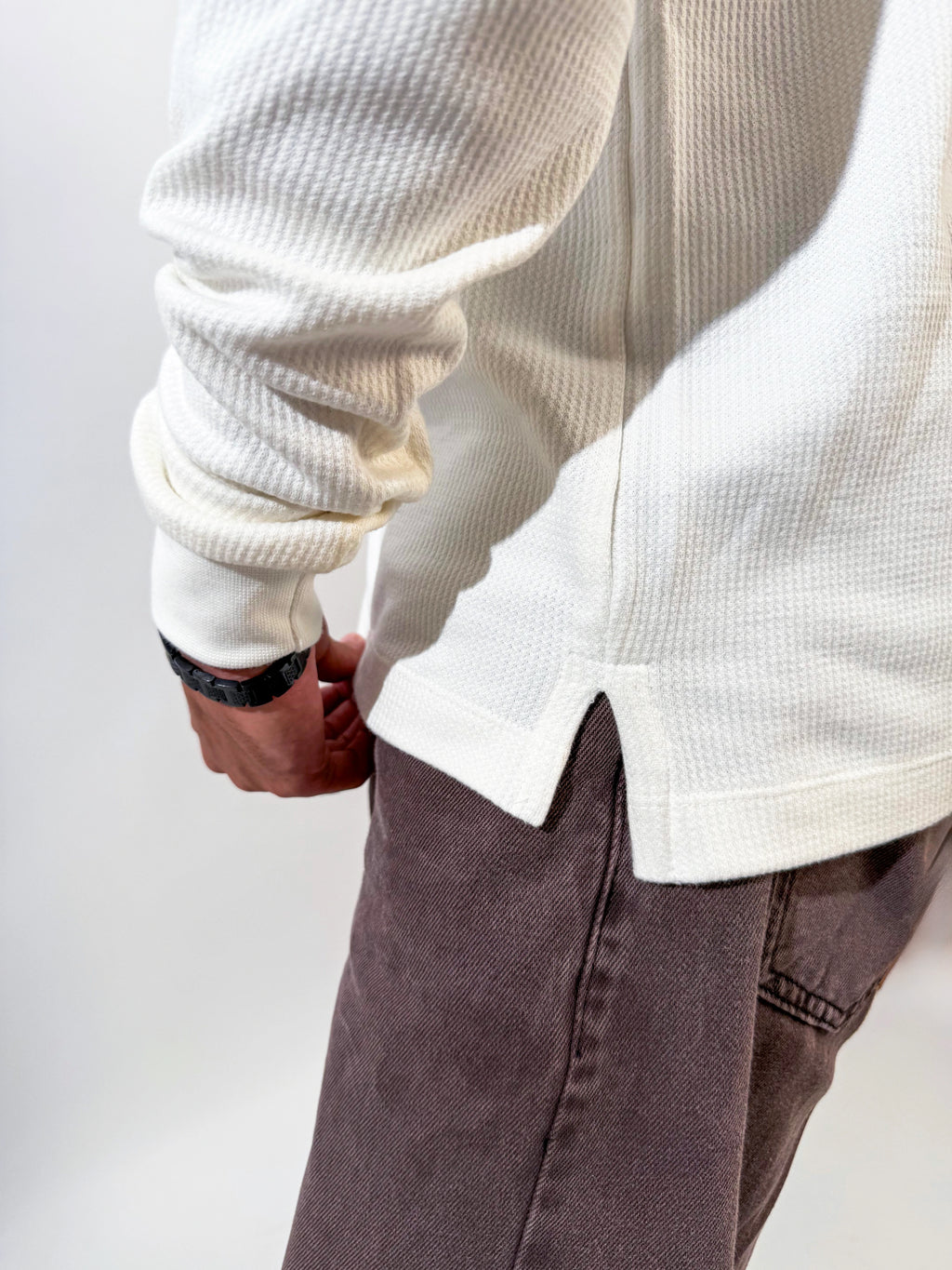 Ribbed Long Sleeves Undershirt - Off White