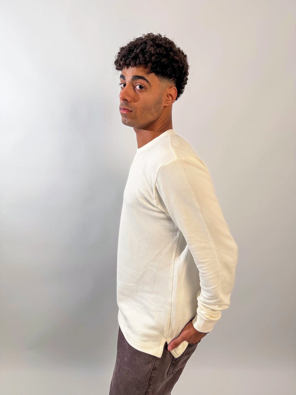 Ribbed Long Sleeves Undershirt - Off White