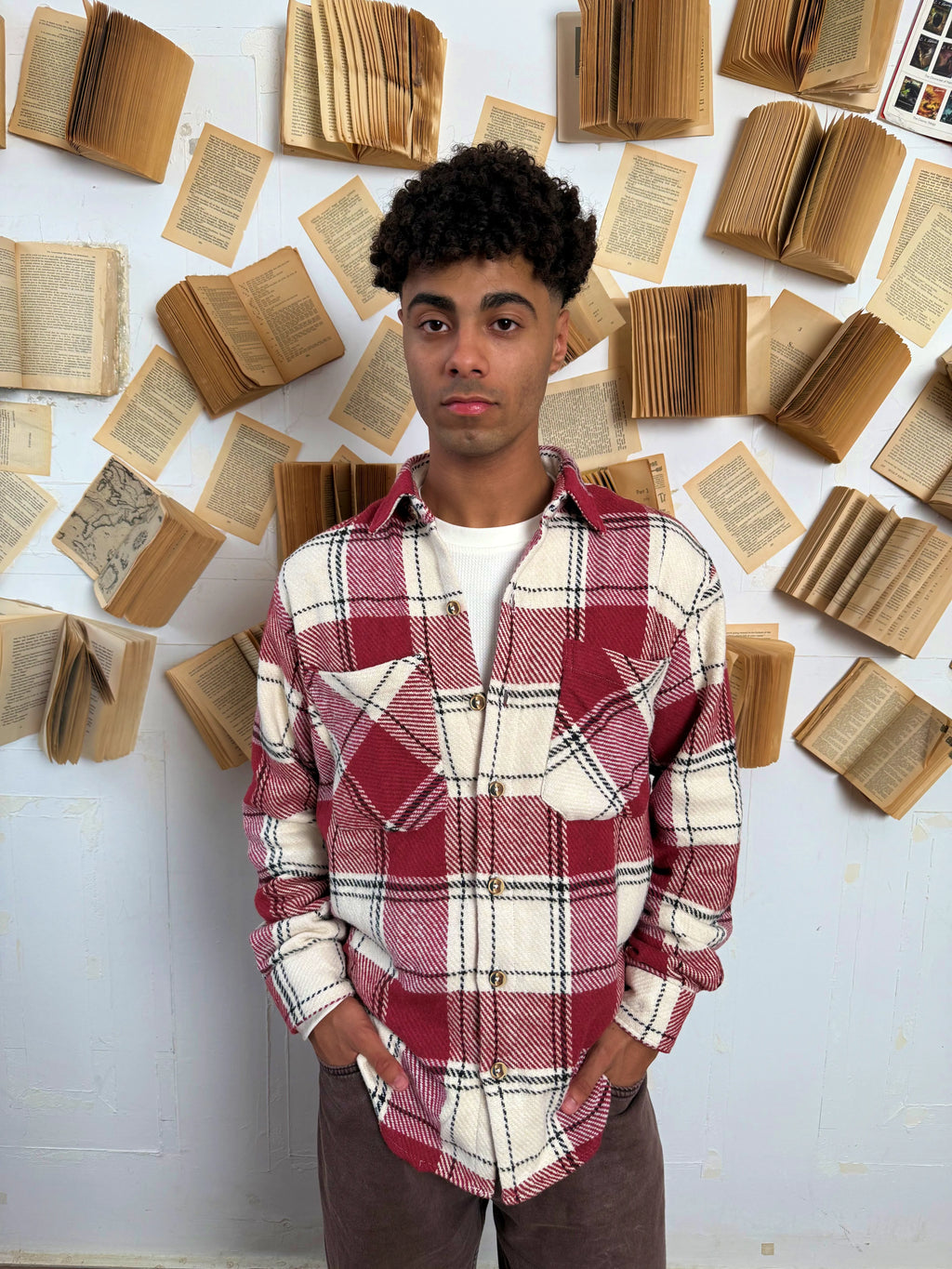 Relaxed Cotton Shirt - White & Red.